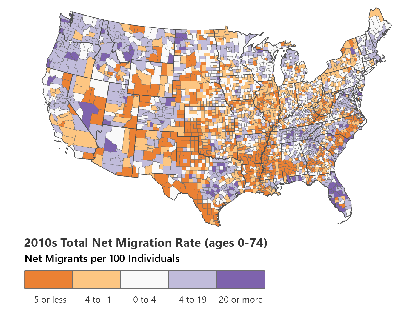 Lower 48 net migration map